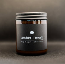 Load image into Gallery viewer, amber + musk (Mandarin, Jasmine, Musk) Coconut Wax Candle
