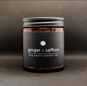 ginger + saffron (ginger, saffron, cardamom, sandalwood) scented candle