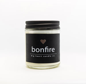 bonfire scented candle (saffron, incense, smoke, patchouli)