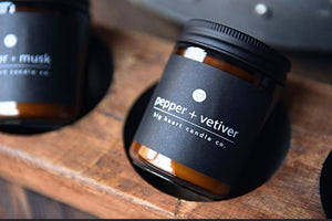 pepper + vetiver (pepper, patchouli, vetiver) coconut wax scented candle
